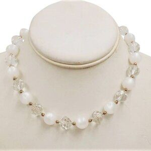 Vintage 1950s Signed Napier Moonglow Beaded Runway Statement Bridal Necklace